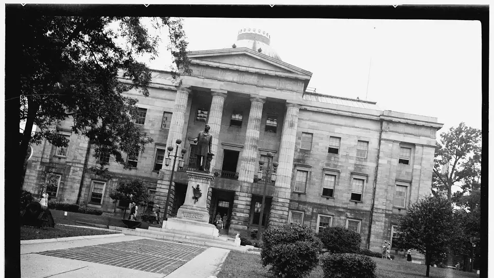 Historic black-and-white photograph of the North Carolina State Capitol