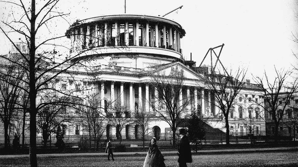 1860s photograph of the U.S. Capitol dome under construction